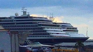 ZUIDERDAM amp VOLENDAM  docked together into Panama Cruise Terminal  horn battle  January 9th 2023 [upl. by Dnalon327]