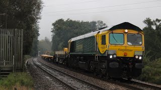 Freightlinner class 66 66416 storms through a rainy mottisfont working 6X83 06102024 [upl. by Rumit]