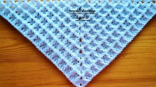 so easy amp beautiful👌crochet simple and elegant beginner shawlthe waffle shawl tutorial [upl. by Youlton262]