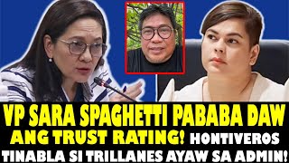 SPAGHETI PABABA NA DAW ANG TRUST RATING NI VP SARA HONTIVEROS PUMALAG KAY TRILLANES AYAW SA ADMIN [upl. by Lorrin75]