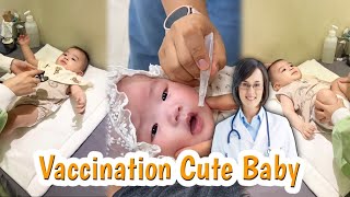 Cute Baby Vaccination At Hospital Polio Drop Vaccine Children [upl. by Rheingold187]