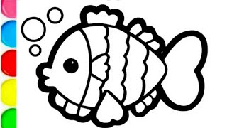 Fish drawing unicorn fish drawing water animal drawing and colouring beautiful fish drawing [upl. by Cirderf]