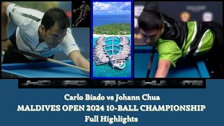 Carlo Biado vs Johann Chua MALDIVES OPEN 2024 10BALL CHAMPIONSHIP Full Highlights June 28 2024 [upl. by Ellainad]