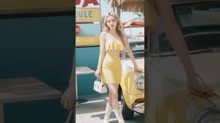 AI Lookbook Sunny Vibes  Stylish Yellow Bikini Fashion Stable Diffusion太陽のようなスタイル [upl. by Ettennyl432]