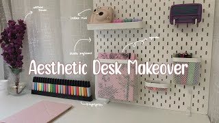 Aesthetic Desk Makeover  Big IKEA Haul Skadis Pegboard Setup Cozy Space [upl. by Aikcin]