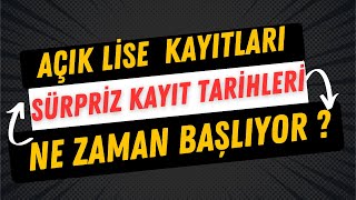 Açık Lise Yeni Kayıt İşlemleri Başlıyor [upl. by Lednor]