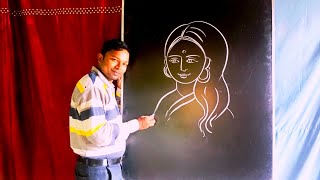 How to draw a woman face for beginners  Indian woman Drawing step by step [upl. by Robert]