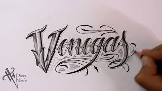 Como Dibujar Lettering VENEGAS 🟠 Drawing lettering Fancy Chicano Lettering LETTERING tattoo [upl. by Llerreg]