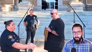 Ignorant Cops Harass Veteran Over Cardboard Sign  Enforce Law Held Unconstitutional in 2019 [upl. by Hedda]