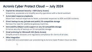 ¿Qué hay de nuevo en la versión 24 07 de Acronis Cyber Protect Cloud [upl. by Alrahs174]