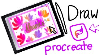 How to Draw Flowers in PROCREATE Thankyou cards  DIY Card Tutorial [upl. by Leval710]