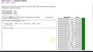 Codingbat  nearHundred Java [upl. by Kohcztiy93]