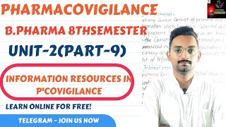 Information resources in pharmacovigilance Unit2part9 BPharma 8th semester [upl. by Sardse205]