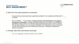 ELSI Dialogues  Anonymisation and Pseudonymisation under the GDPR  Why Anonymise [upl. by Beare749]