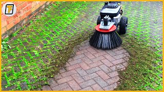 It Scrubs MOSS CRYSTAL CLEAN   Satisfying Street Sweeper amp Driveway Cleaning Machines [upl. by Sonya524]