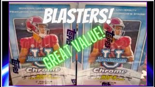 2022 Bowman Chrome University Football Blaster Box College Football NFL Draft Hopefuls [upl. by Adnohsad]