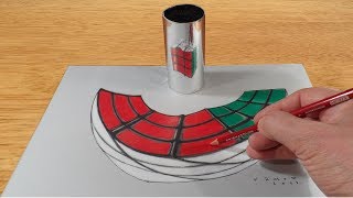 Rubiks Cube Anamorphosis  3D Trick Art on Paper [upl. by Finer]