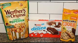 Werther’s Original Popcorn with PumpkinSunflower Seeds Soft Cake Cookies Orange Kinder Snack Cake [upl. by Corby252]