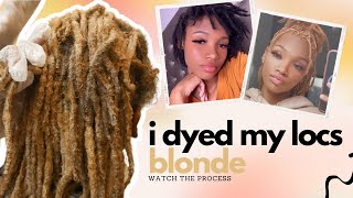 I DYED MY VIRGIN LOCS BLONDE  FIRST TIME EVER DYING MY HAIR  WATCH THE PROCESS NO BOX DYE [upl. by Aihsar]