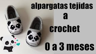 alpargatas tejidas a crochet  diseño pandabordado  punto de cruz [upl. by Wootan762]