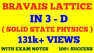 BRAVAIS LATTICE IN 3  D  BRAVAIS LATTICE  SOLID STATE PHYSICS  WITH EXAM NOTES [upl. by Legra]