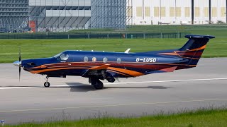 Indigo and orange  247 Aviation Pilatus PC12 NG GLUSO closeup [upl. by Enirroc277]