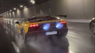 GINTANI Aventador SVJ Spitting Flames  Tunnel Run in Warsaw [upl. by Thessa]