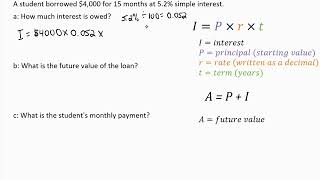 Simple Interest  Calculate Interest Future Value and Monthly Payments [upl. by Zoubek]