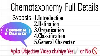 Chemotaxonomy Full Details Tyes of Chemotaxonomy Notes [upl. by Fanchet]