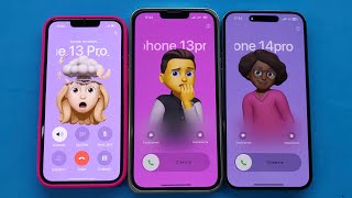 Three iPhone incoming Call FaceTime 13pro 1tB vs 14pro 512tB vs iPhone 13pro 256tB [upl. by Ahsille]