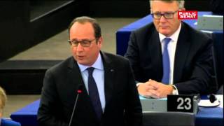 François Hollande répond à Marine Le Pen au Parlement européen [upl. by Yentyrb836]