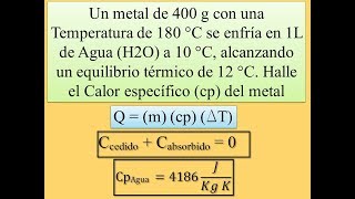 Calor específico de un metal enfriado en Agua ejercicio [upl. by Agosto]