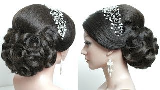 Bridal hairstyle for long hair tutorial Prom updo step by step [upl. by Ellednahs]