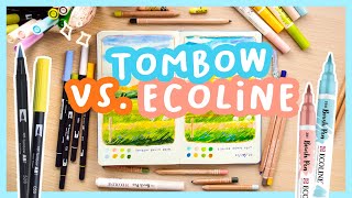 Comparing Brush Pens Tombow vs Ecoline ✨ [upl. by Aidnic]