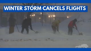 01122024 Omaha NE  Whiteout Conditions  Plane Deicing  Canceled Flights [upl. by Tonneson]