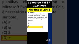 MSExcel 2016  concurso pm sp 2024 fgv  função maior excel concursopmsp2024 infomaticafgv [upl. by Adnicaj680]