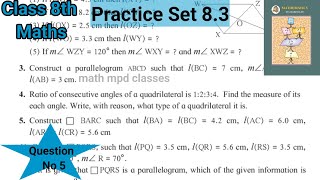 Practice Set 83 Class 8  Question No 5  Std 8 maths  Ls8 Quadrilateral Constructions and Types [upl. by Horten]