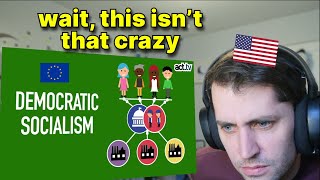 American reacts to Democratic Socialism Explained [upl. by Anuhsal]