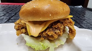 Crispy Zinger burger recipe  Juicy tender zinger burger  zingerburger easyzingerburger [upl. by Leboff]