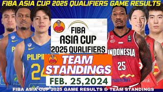 TEAM STANDINGS amp GAME RESULTS FIBA ASIA CUP 2025 QUALIFIERS WINDOW 1 FEBRUARY 252024Go GongTv [upl. by Lyudmila]