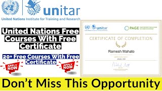 Unitar Free Courses With Free Certificate  Free Certificate Course Online  Free Certificate [upl. by Kalam]