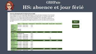 Exercice corrigé  Heures supplémentaires jours féries et absences [upl. by Shum]