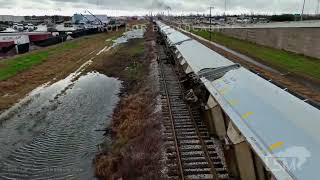 1242023 Deer Park TX Tornado flips train  Regineries flaring after hit by tornado  Drone [upl. by Gathers309]