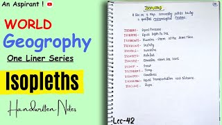 ISOPLETHS  Lec42  World geography  One Liners Topic Wise  An Aspirant [upl. by Alvis556]