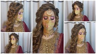 Wedding hairstyle indian open hair  hair style girl for wedding  engagement hairstyle for girls [upl. by Aiblis]