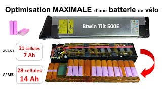 Améliorer au maximum une BATTERIE de vélo électrique  optimisation place capacité Btwin tilt 500e [upl. by Ecirtnahc687]