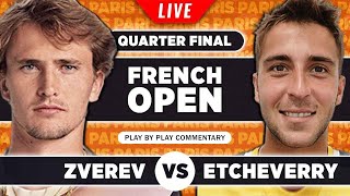 ZVEREV vs ETCHEVERRY  French Open 2023 Quarter Final  LIVE Tennis PlaybyPlay Stream [upl. by Laina]