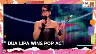 Dua Lipa Wins Pop Act  The BRIT Awards 2024 [upl. by Inaflahk]