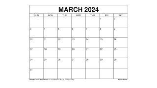 Free Printable March 2024 Calendar Templates With Holidays  Wiki Calendar [upl. by Katherin986]