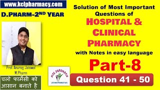 Solution of Hospital amp Clinical Pharmacy Part8  DPharm 2nd Year [upl. by Wiese]